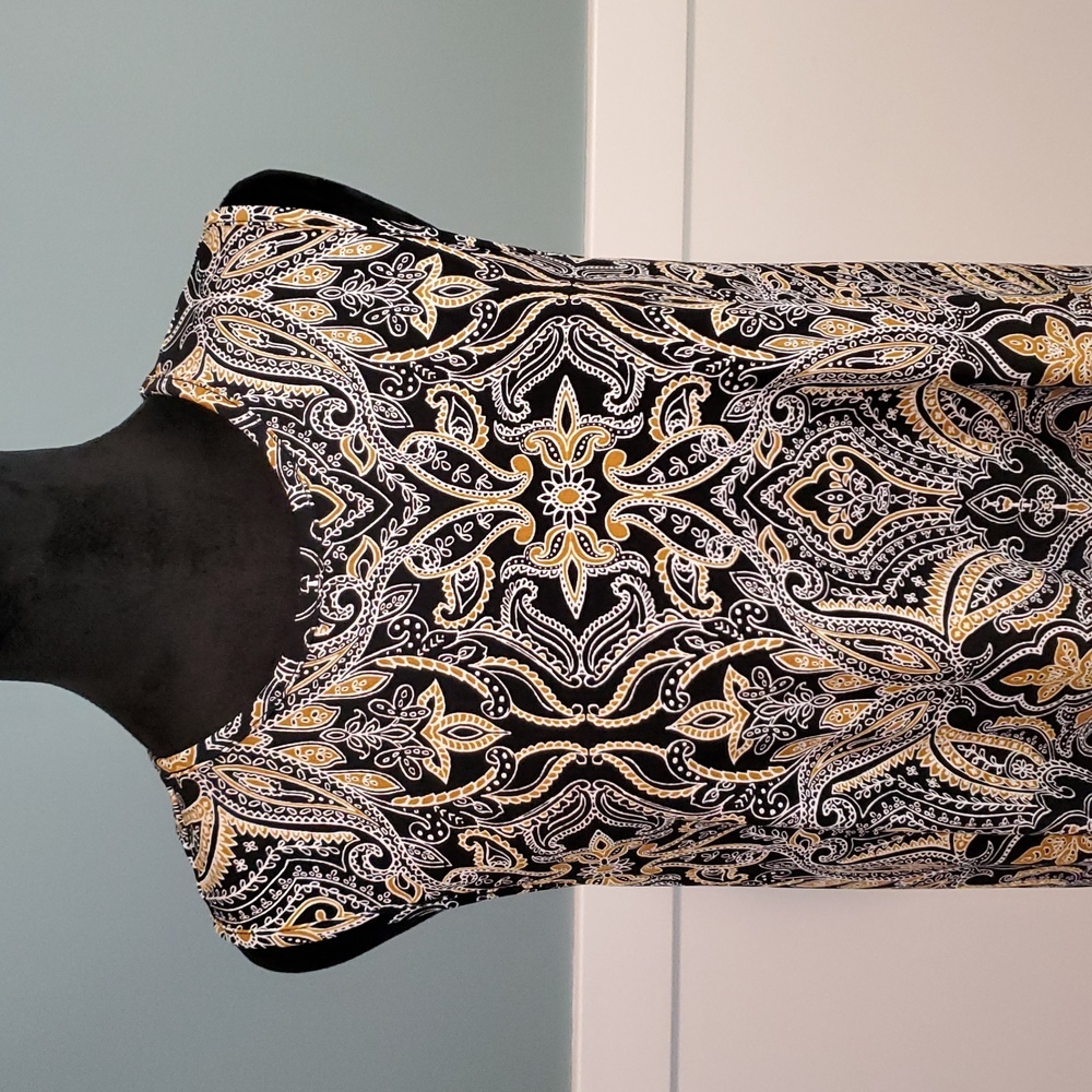 Tahari Black Gold Paisley Dress M - Picture 2 of 11